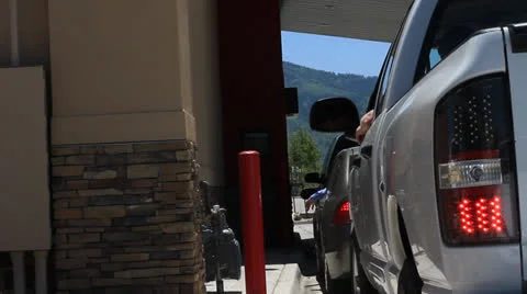 Waiting at drive thru Stock Footage 24744214