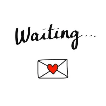 Waiting for email lettering poster Stock Illustration