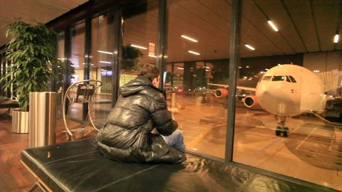 Waiting for the Flight Stock Footage 194645670