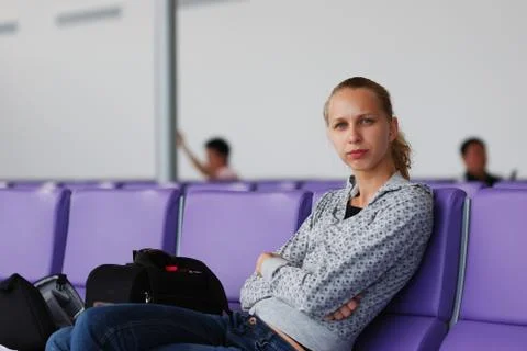 Waiting for a flight Stock Photos