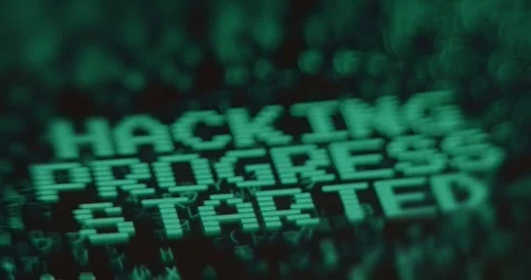 Waiting to hack, hacking progress started, messages on screen Stock Footage 323367064