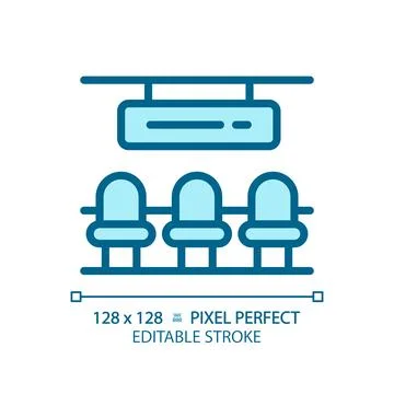 Waiting hall pixel perfect blue RGB color icon Stock Illustration