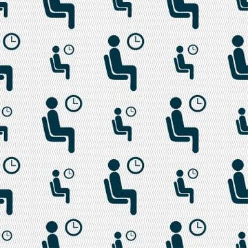 Waiting icon sign. Seamless pattern with geometric texture. Vector 스톡 일러스트