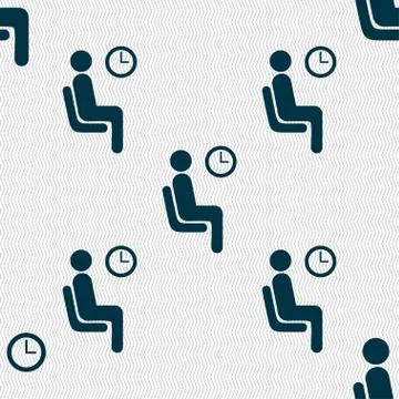 Waiting icon sign. Seamless pattern with geometric texture. Vector Stock Illustration