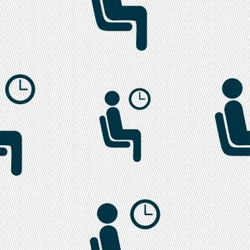 Waiting icon sign. Seamless pattern with geometric texture. Vector Stock Illustration