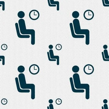 Waiting icon sign. Seamless pattern with geometric texture. Vector Stock Illustration