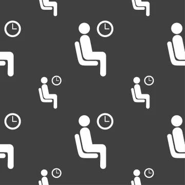 Waiting icon sign. Seamless pattern on a gray background. Vector Stock Illustration