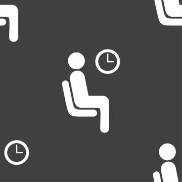 Waiting icon sign. Seamless pattern on a gray background. Vector Stock Illustration