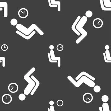 Waiting icon sign. Seamless pattern on a gray background. Vector 스톡 일러스트
