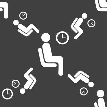 Waiting icon sign. Seamless pattern on a gray background. Vector Illustrazione stock