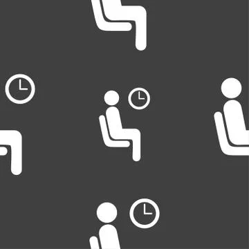 Waiting icon sign. Seamless pattern on a gray background. Vector Stock Illustration