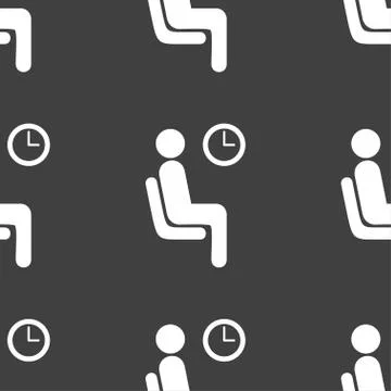 Waiting icon sign. Seamless pattern on a gray background. Vector 스톡 일러스트