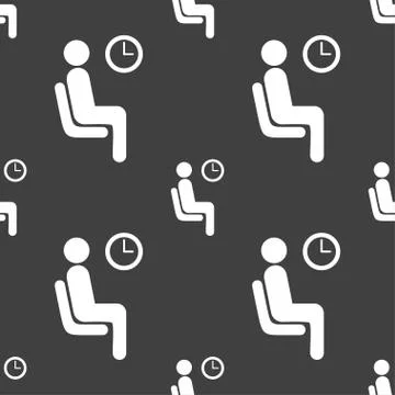 Waiting icon sign. Seamless pattern on a gray background. 스톡 일러스트