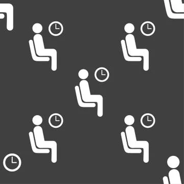 Waiting icon sign. Seamless pattern on a gray background. Stock Illustration