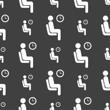 Waiting icon sign. Seamless pattern on a gray background. 스톡 일러스트