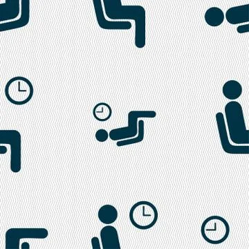 Waiting icon sign. Seamless pattern with geometric texture. Stock Illustration