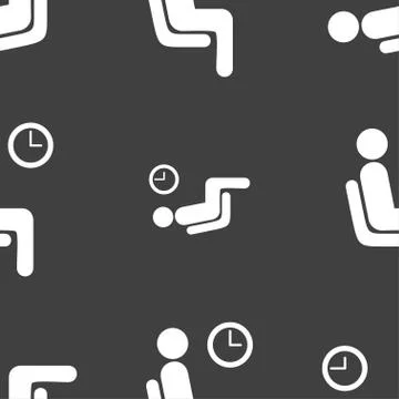 Waiting icon sign. Seamless pattern on a gray background. Stock Illustration