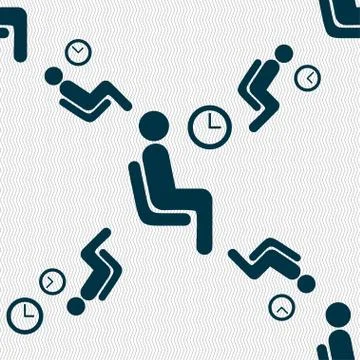 Waiting icon sign. Seamless pattern with geometric texture. Stock Illustration