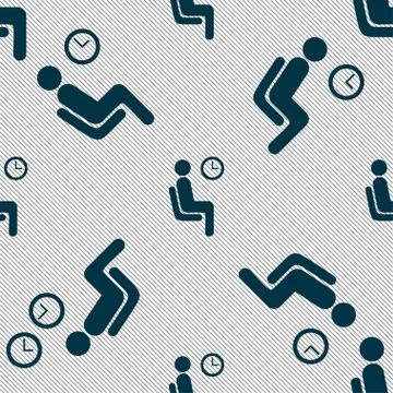 Waiting icon sign. Seamless pattern with geometric texture. Stock Illustration