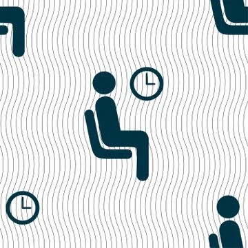 Waiting icon sign. Seamless pattern with geometric texture. Stock Illustration