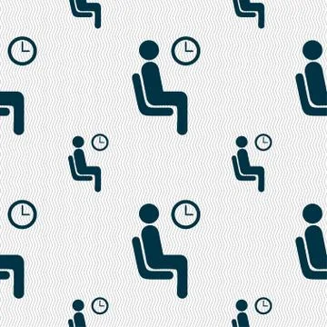 Waiting icon sign. Seamless pattern with geometric texture. Stock Illustration