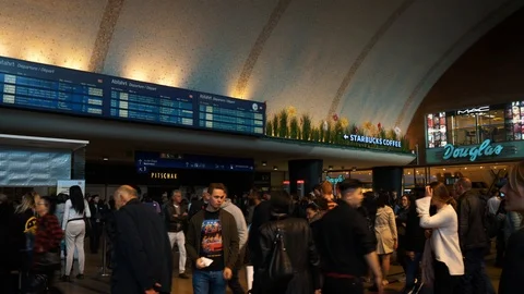 Waiting Inside Cologne Central Station Video stock 105624354