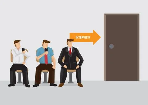 Waiting for Job Interview Vector Illustration Illustrazione stock