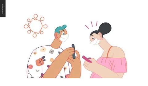 Waiting in line coronavirus Stock Illustration
