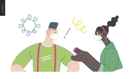 Waiting in line coronavirus Stock Illustration