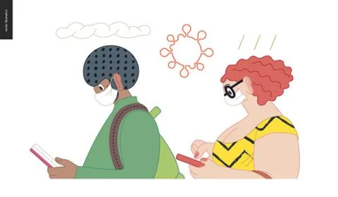 Waiting in line coronavirus Stock Illustration
