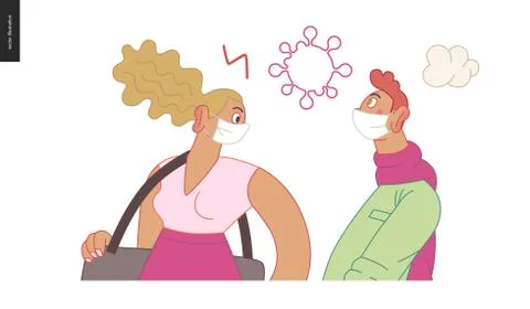 Waiting in line coronavirus Stock Illustration