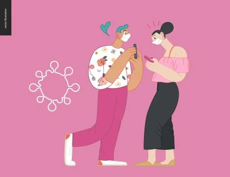 Waiting in line coronavirus Stock Illustration