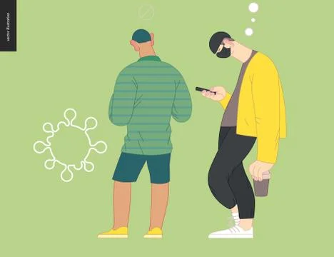 Waiting in line coronavirus Stock Illustration