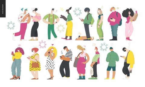 Waiting in line coronavirus Stock Illustration