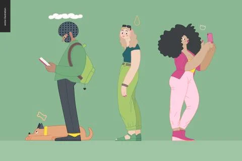 Waiting in line Stock Illustration