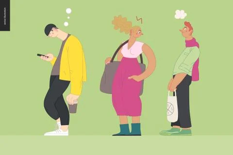 Waiting in line Stock Illustration