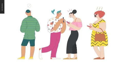 Waiting in line Stock Illustration