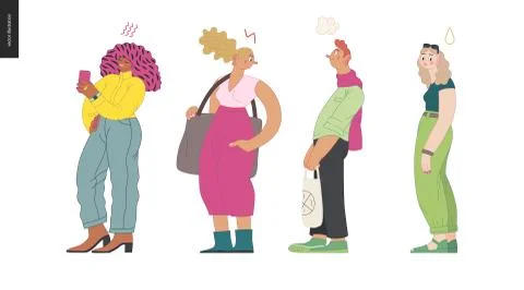 Waiting in line Stock Illustration