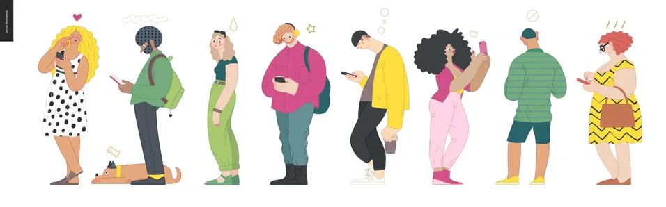 Waiting in line Stock Illustration