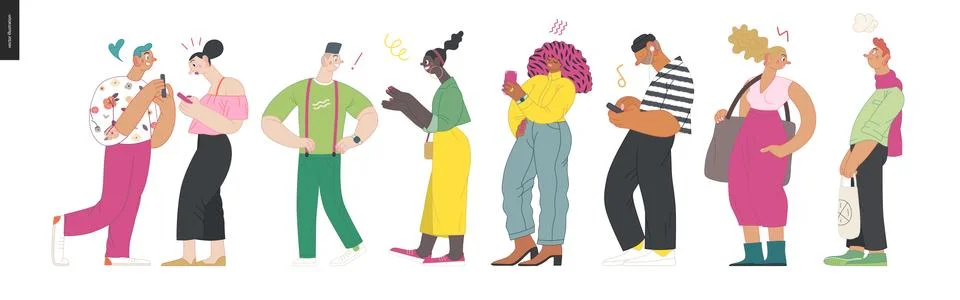 Waiting in line Stock Illustration