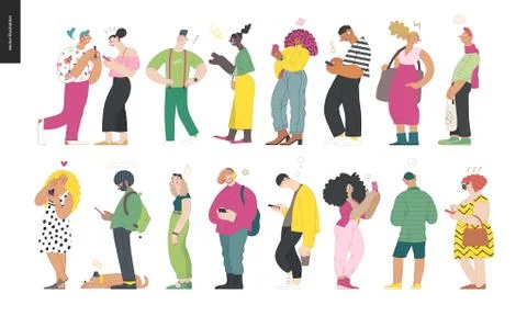 Waiting in line Stock Illustration