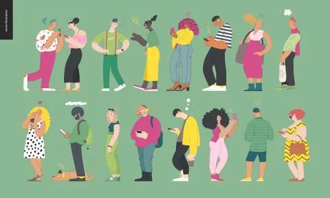 Waiting in line Stock Illustration