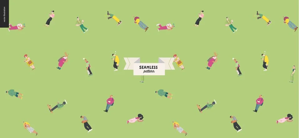 Waiting in line, seamless pattern Illustrazione stock