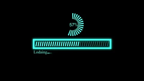 Waiting loading bar and circular progress indicator showing percent animation Stock Footage 336910142