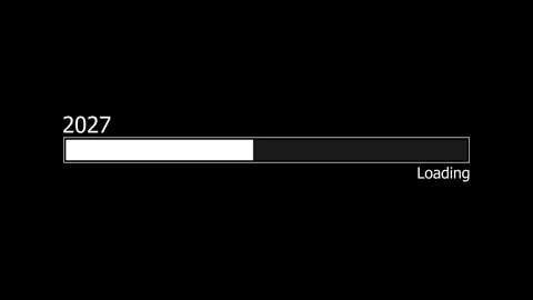 Waiting loading bar and the year 2027, showing progress waiting and a futur.. Stock Footage 337873212