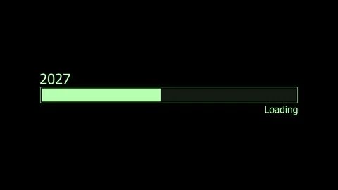 Waiting loading bar and the year 2027, showing progress waiting and a futur.. Stock Footage 337873225