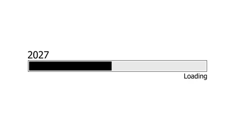 Waiting loading bar and the year 2027, showing progress waiting and a futur.. Stock Footage 337873229