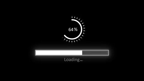 Waiting loading screen with circular progress indicator percentage and a ho.. Stock Footage 337881536