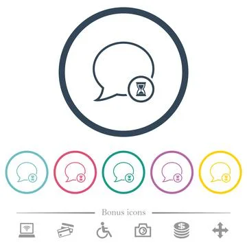 Waiting message outline flat color icons in round outlines Stock Illustration