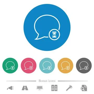 Waiting message outline flat round icons Stock Illustration